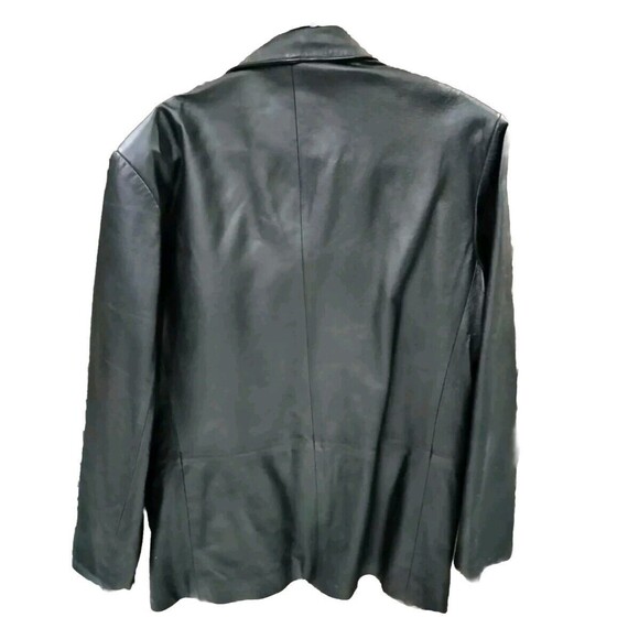 Hind Men's Black Leather Overcoat Jacket Large Smooth Quality - Picture 2 of 4